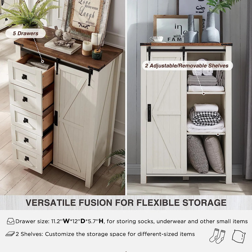 5 Drawer Dresser with Barn Door Y7747