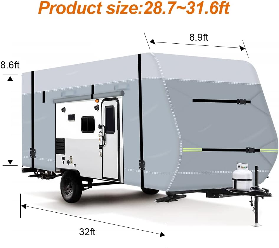 600D Waterproof Oxford Travel Trailer RV Cover with Tire Cover N83224