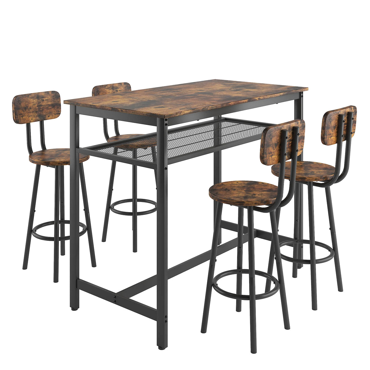 Brown 5 Piece Counter Height Dining Table and Chairs Set D7587