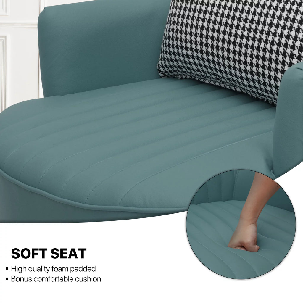 Cadet Blue Upholstered Accent Chair with Pillow O74778