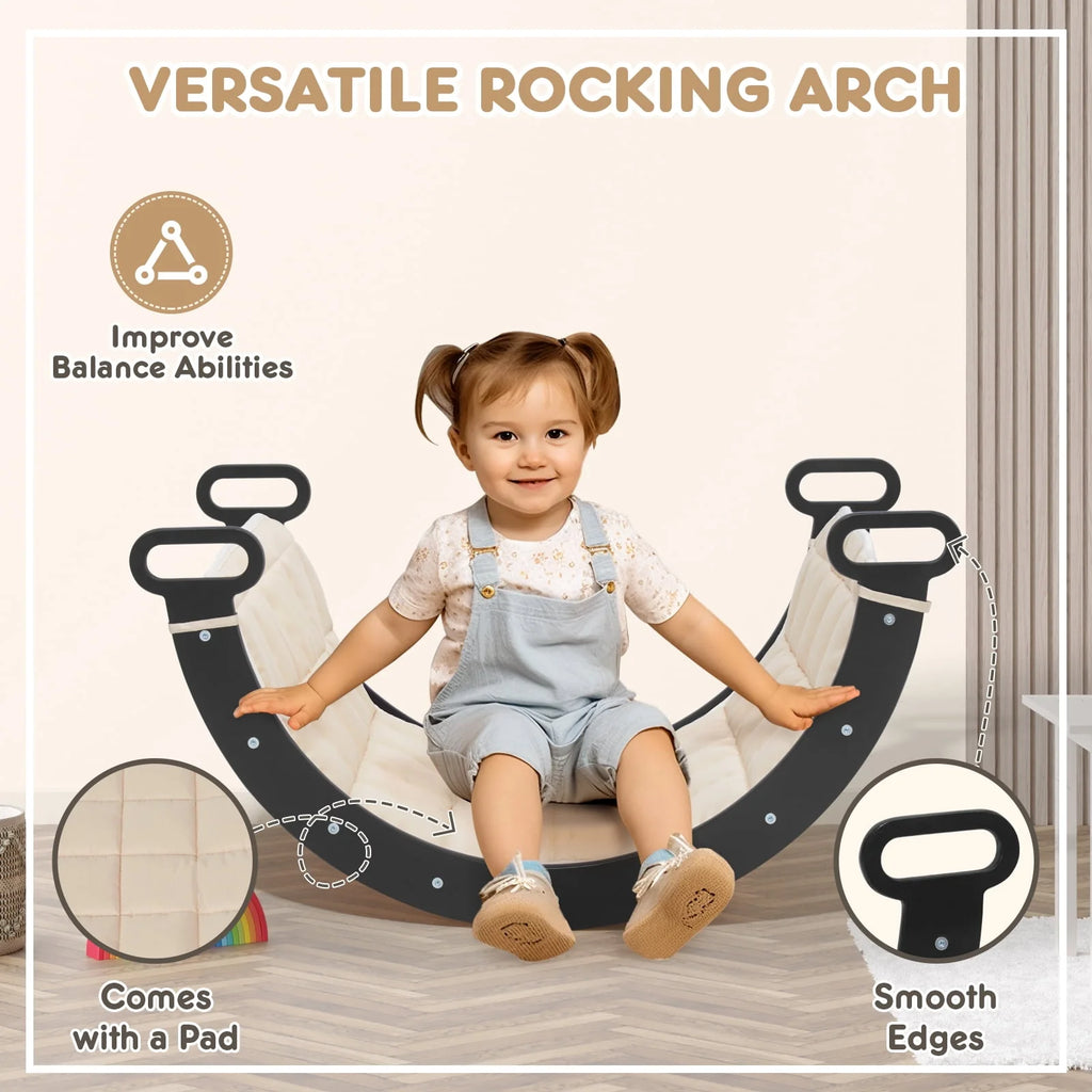 Foldable Wooden Climbing Triangle Arch with Ramp and Slide A7977