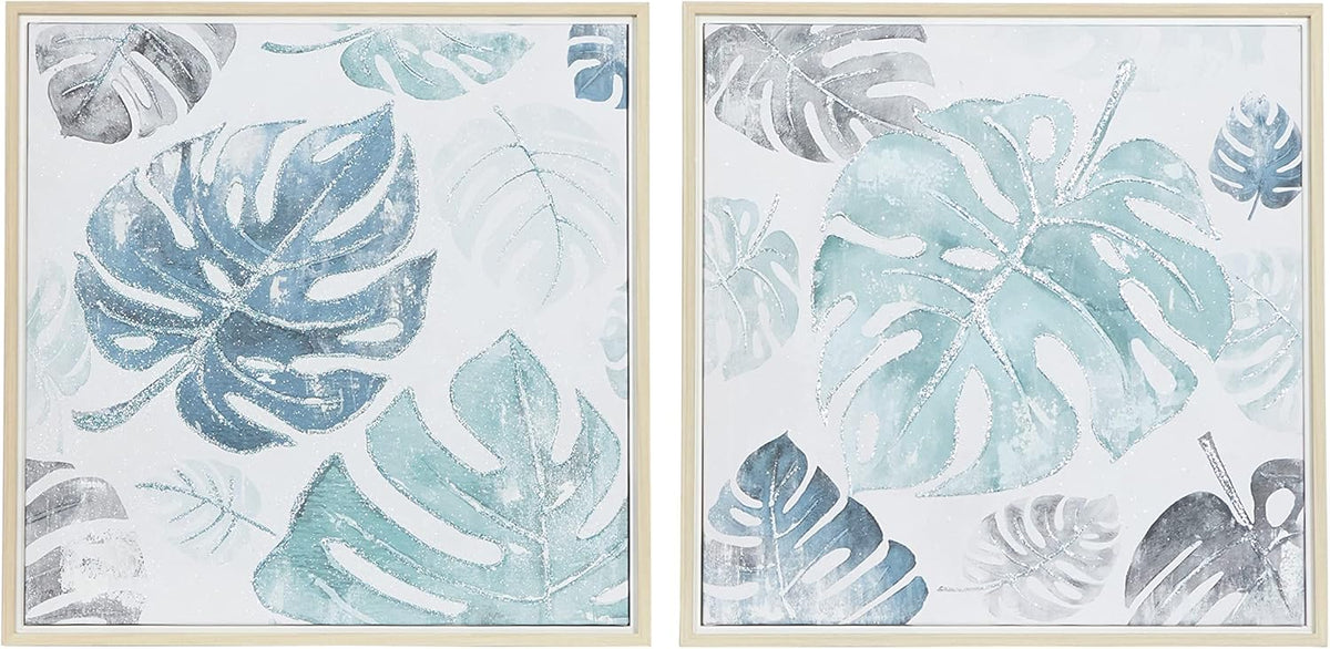 Canvas Framed Wall Art Set of 2 Blue W750453