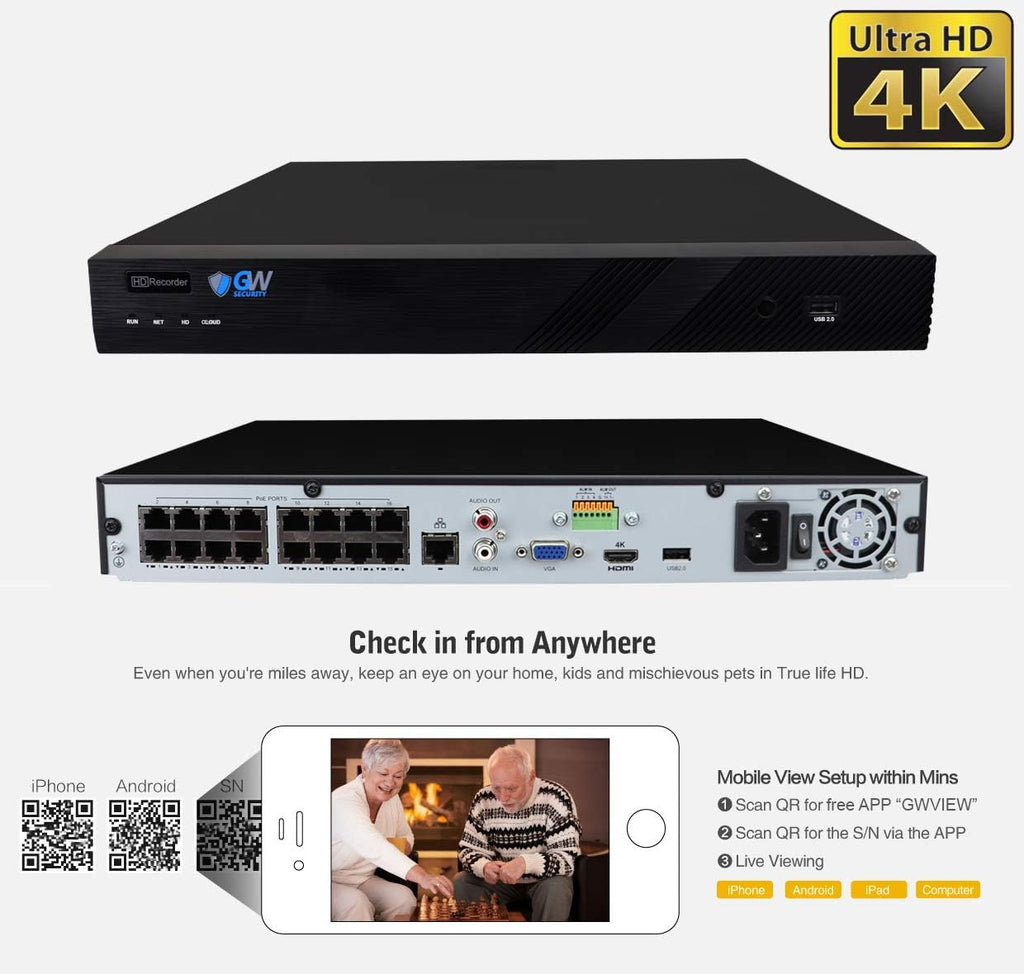16 Channel 4K NVR 12 x 5MP PoE Security Camera System I737