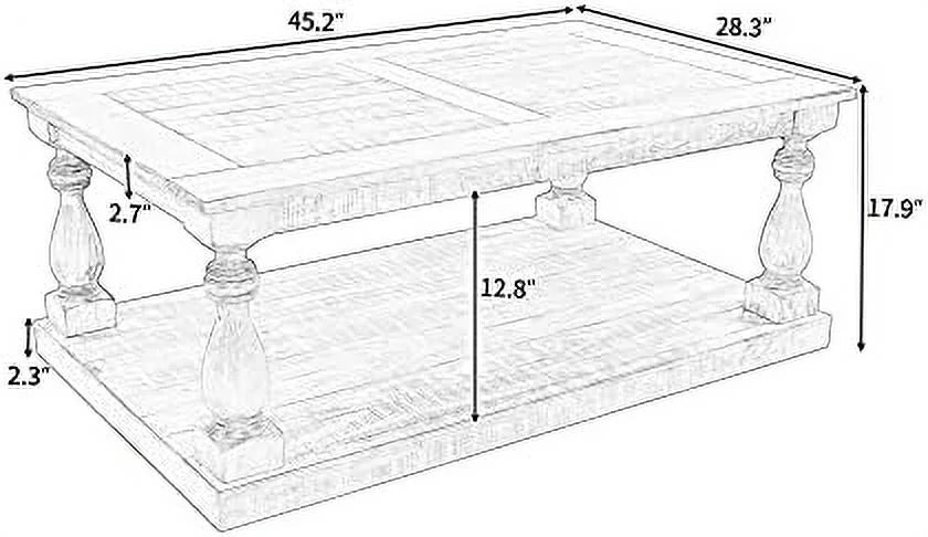 Yellow Brown Solid Pine Wood Coffee Table with Storage Shelf Z9847