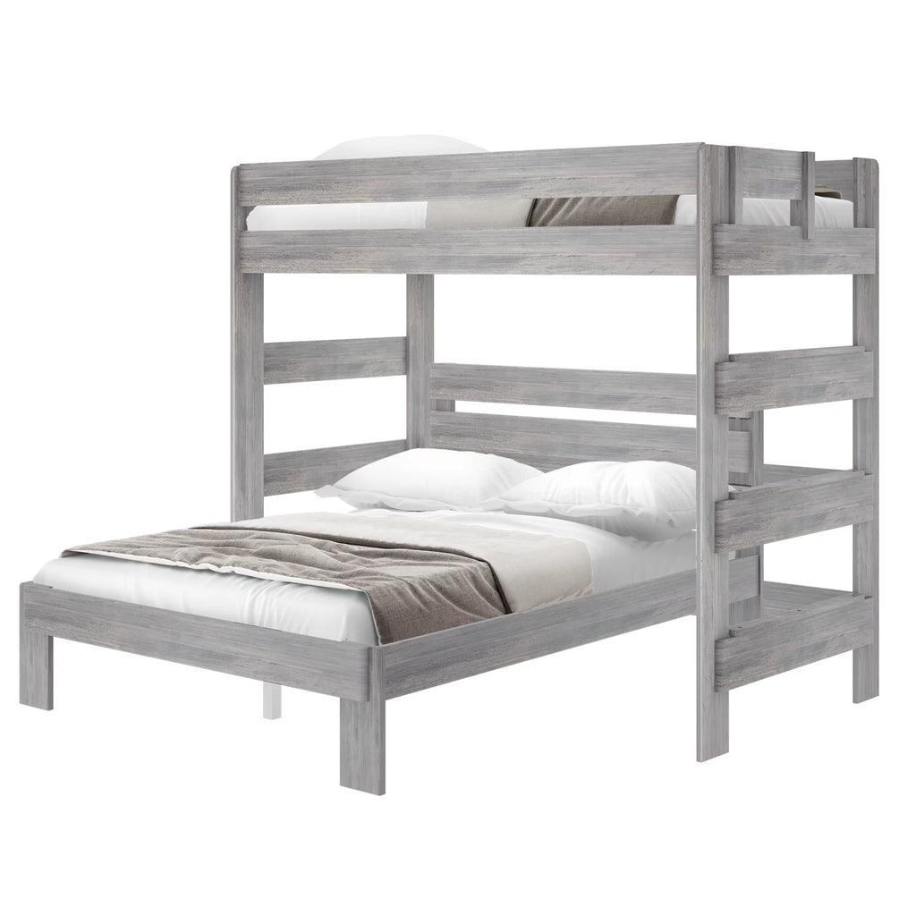 Solid Wood Twin over Queen L-Shaped Bunk Bed I708511