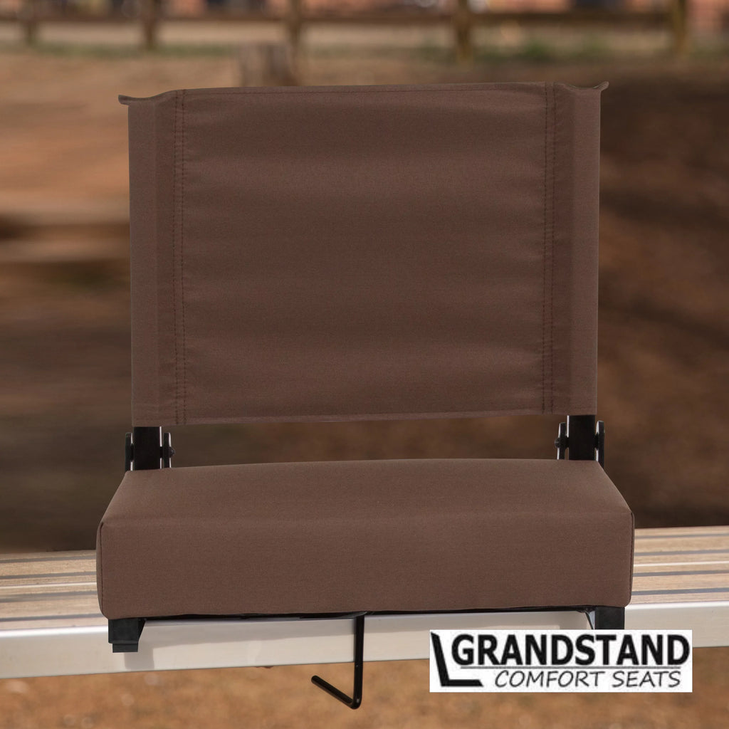 Set of 2 500 lb. Rated Lightweight Stadium Chair with Ultra-Padded Seat, Brown C491939