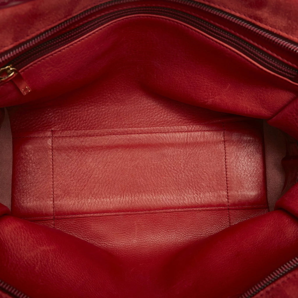 Red Suede Enamel Handbag I9926