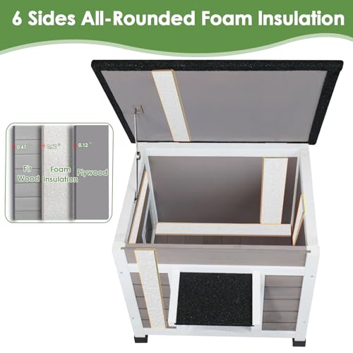 Insulated Weatherproof Cat House with Asphalt Roof S544350