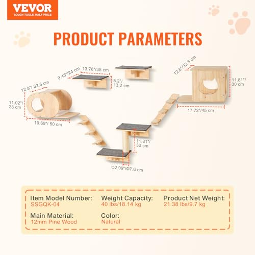 Wall Mounted Cat Shelves Set of 6 T968