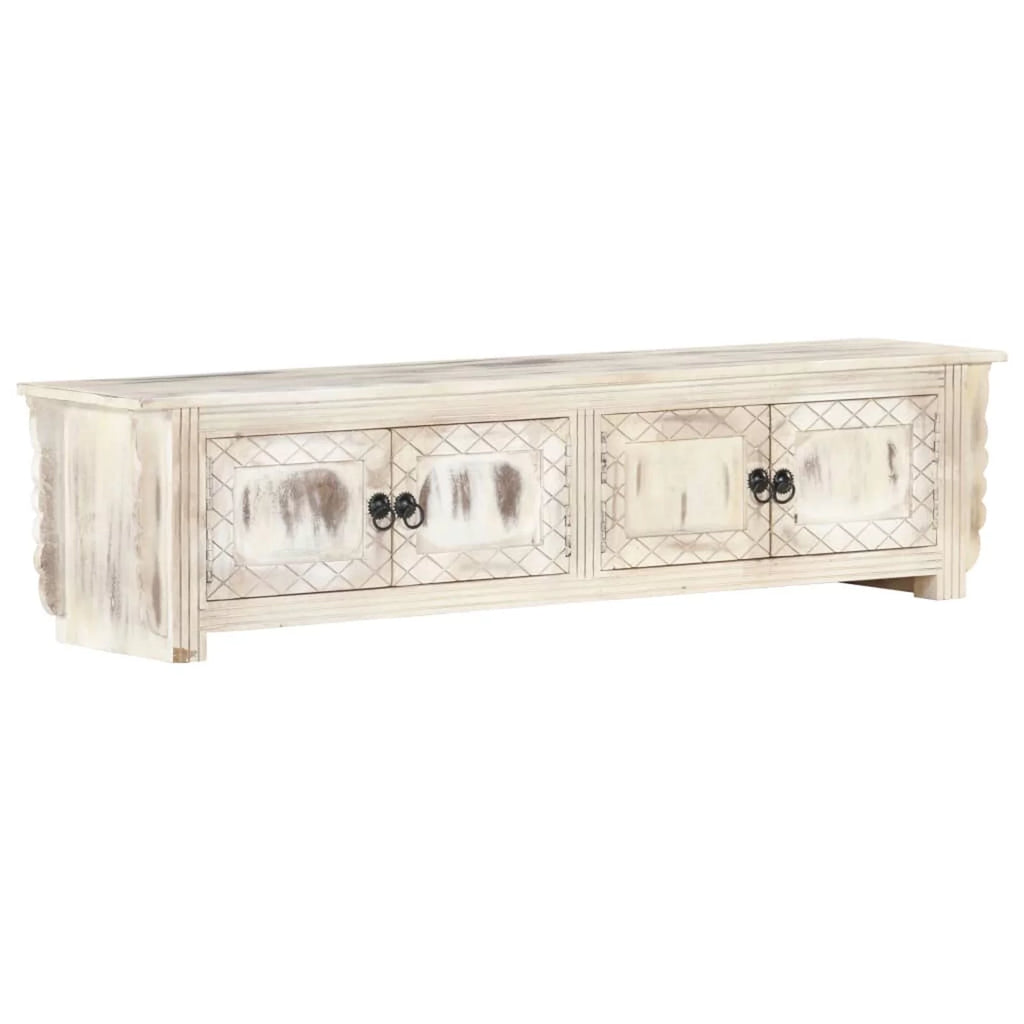 White Solid Mango Wood TV Cabinet R6864