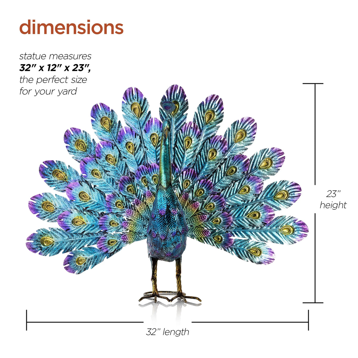 22" Peacock Garden Statue J585