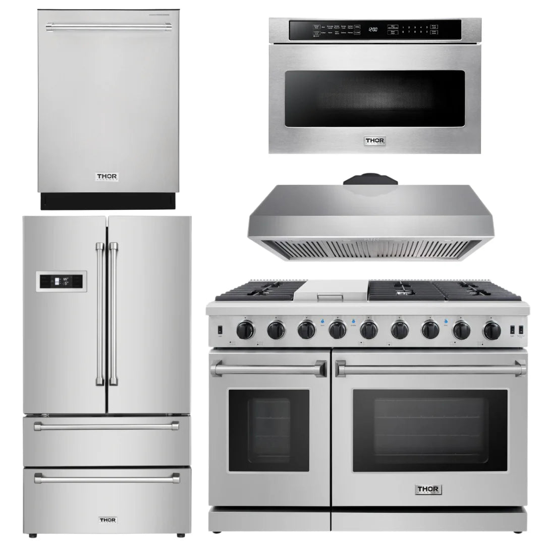 48 Gas Range, Range Hood, Dishwasher, Refrigerator, Microwave I69586
