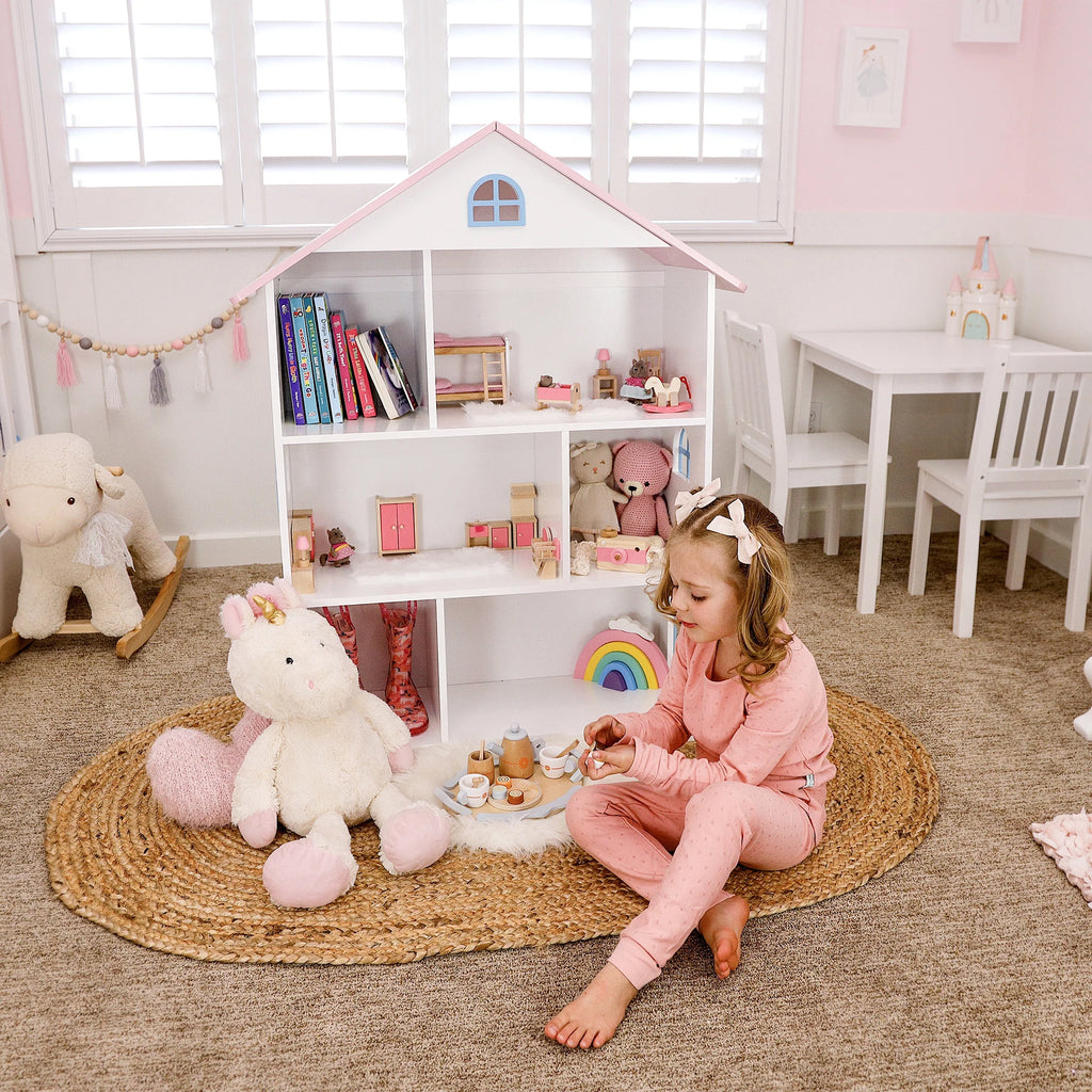 Kids Wooden Dollhouse Bookcase Q97766