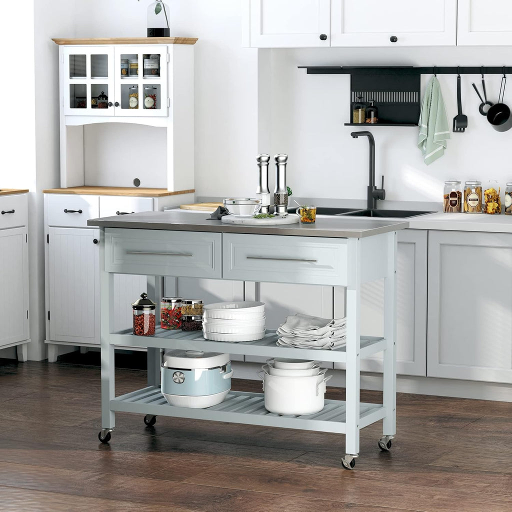Rolling Kitchen Island Cart with Drawers and Shelves K47756