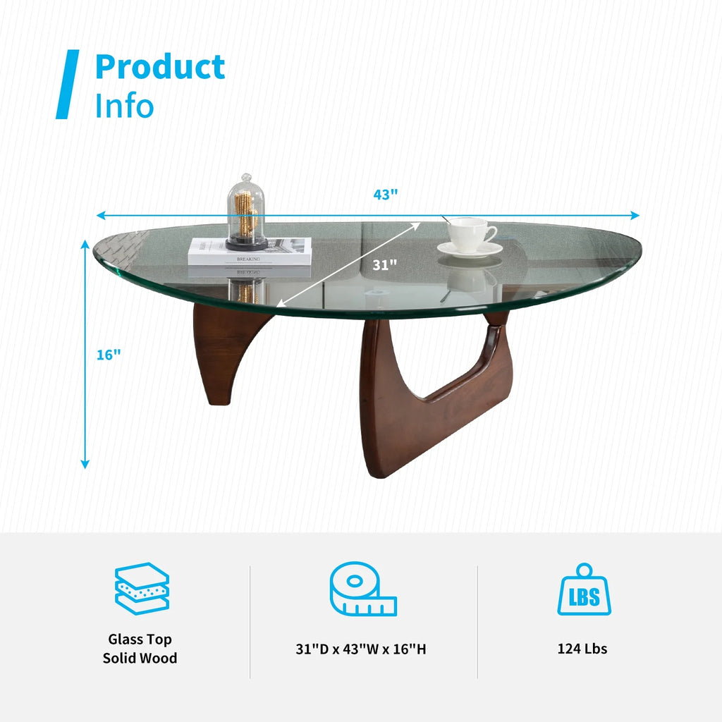 Tempered Glass Coffee Table with Dark Walnut Base Z28772
