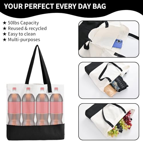 6 Pack Canvas Tote Bags with Zipper O258