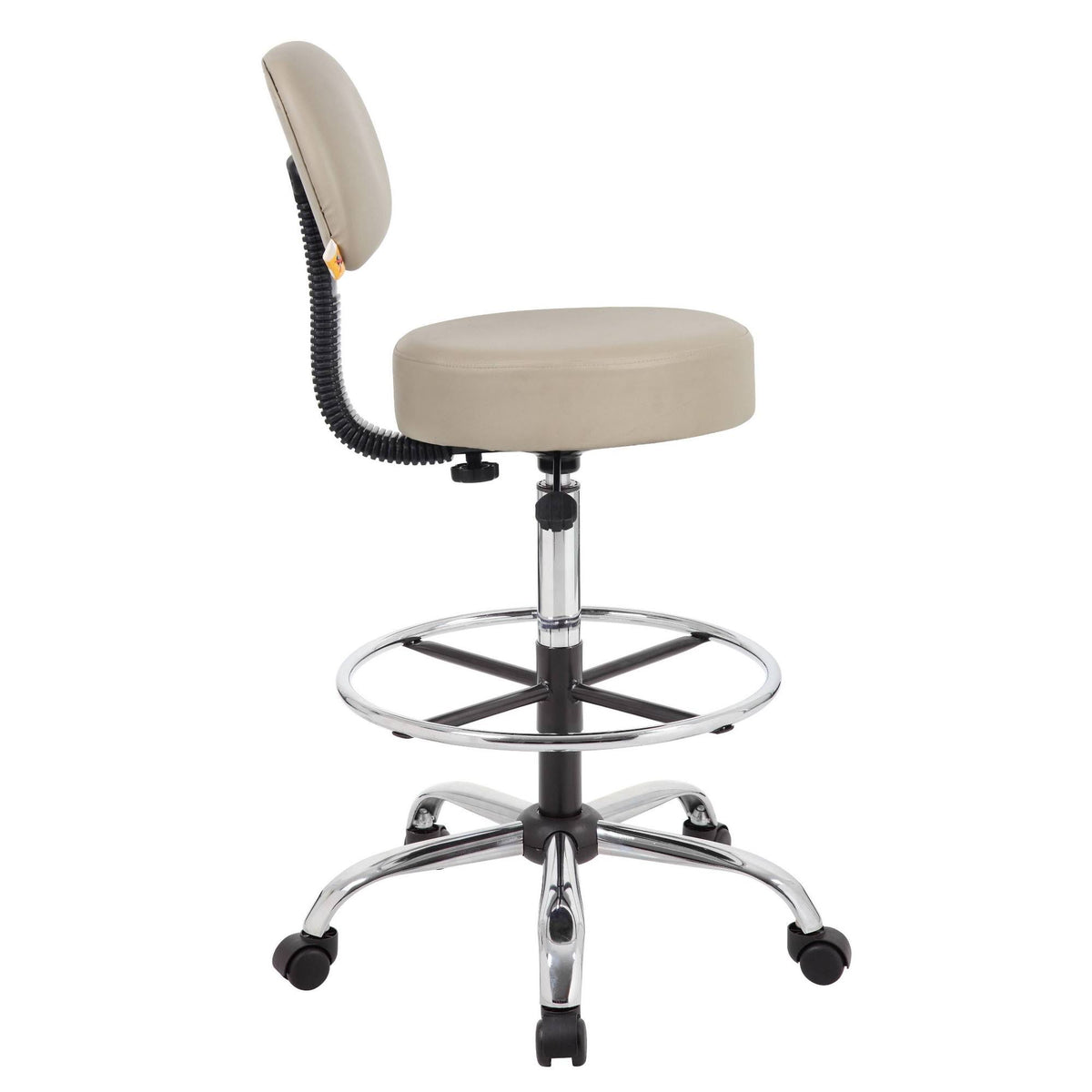 Beige Caressoft Medical Drafting Stool with Back Cushion T63802