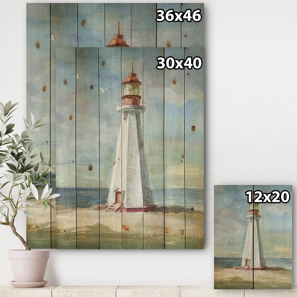 Nautical Beach Print on Natural Pine Wood Blue 30 in. Wide x 40 in. High K574101