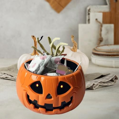 Skull Bowl with Lighted Red Eyes and Moving Skeleton Hand Y3693