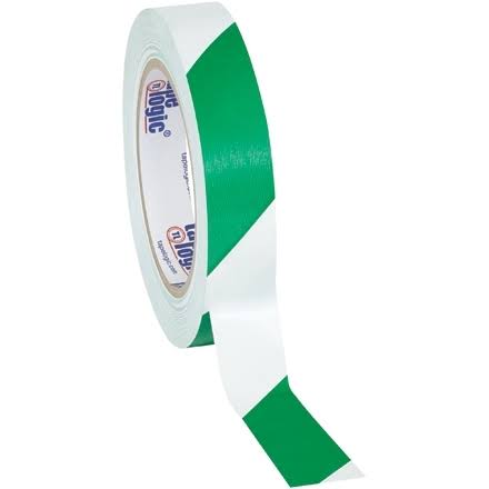 Green/White Striped Vinyl Safety Tape 1x22 x 36 Yard Roll W76365