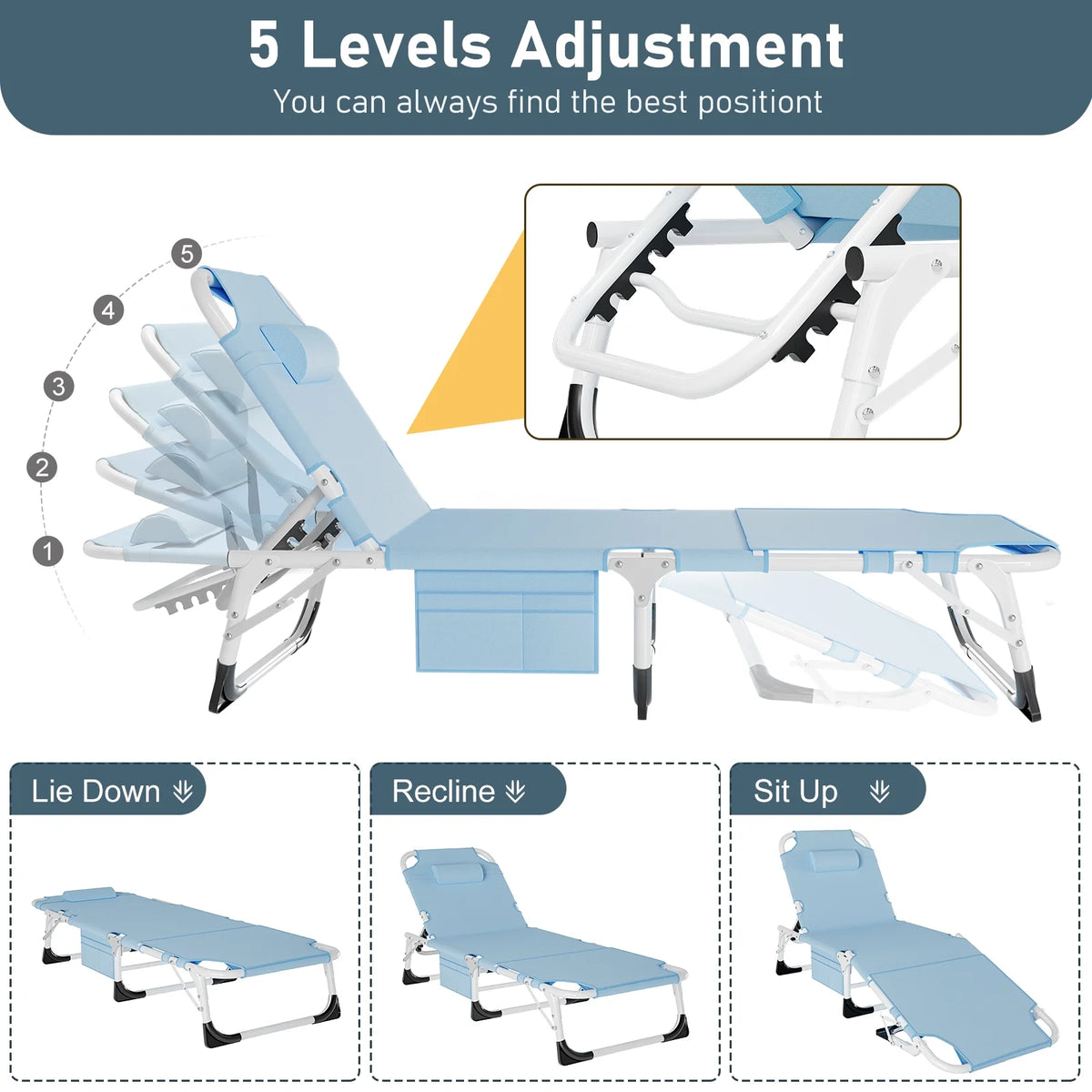 Adjustable Tanning Chair with Face & Arm Holes V440661