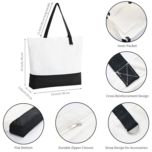 6 Pack Canvas Tote Bags with Zipper O258
