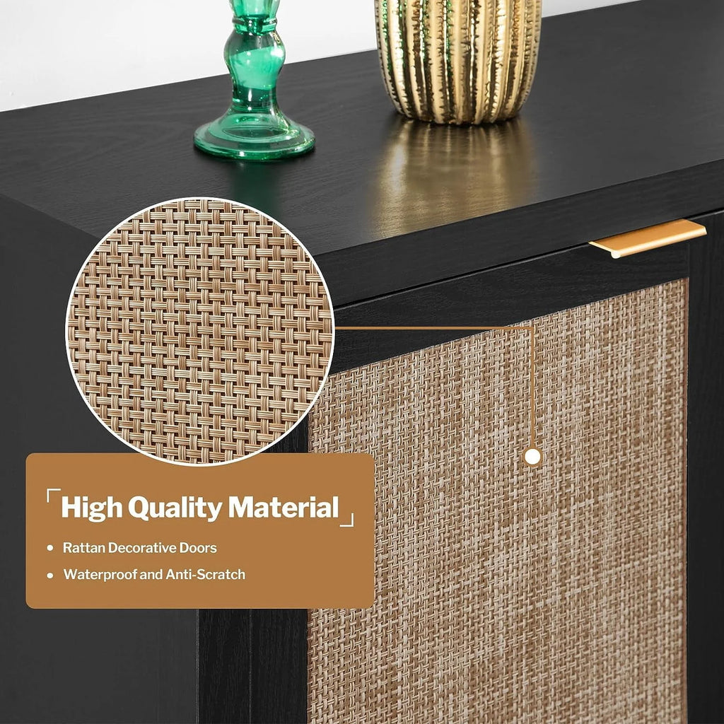 Set of 2 Rattan Cabinet with Doors V354384