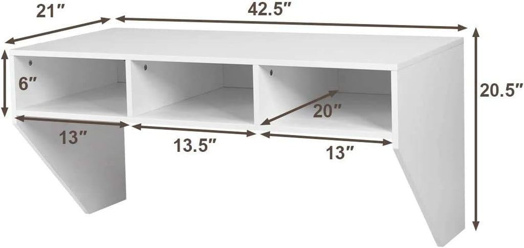 Wall Mounted Storage Cabinet and Floating Computer Desk Set with Storage Shelves D97952