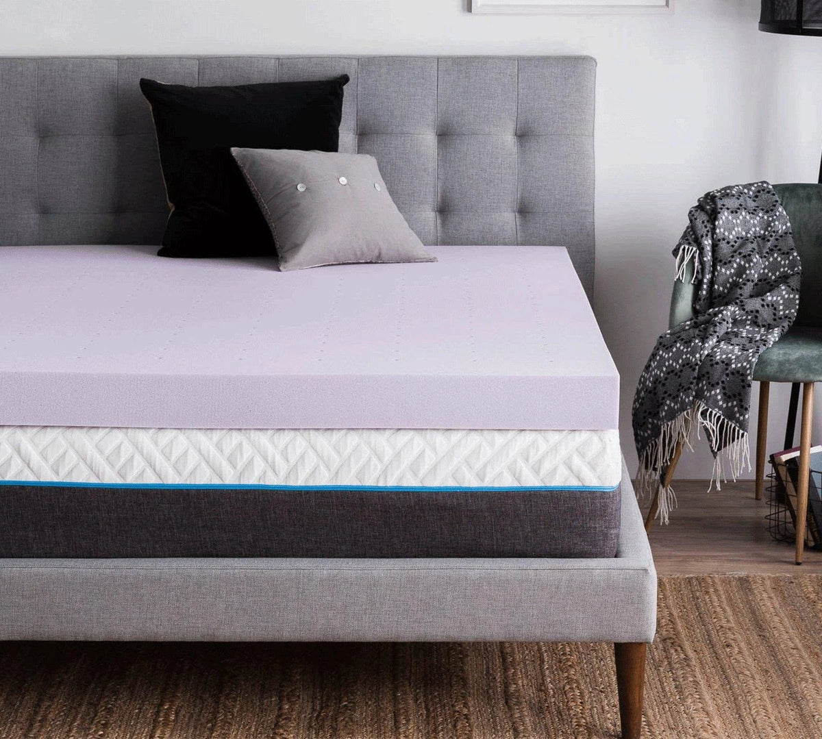 California King 4 inch Lavender Memory Foam Mattress Topper U417395