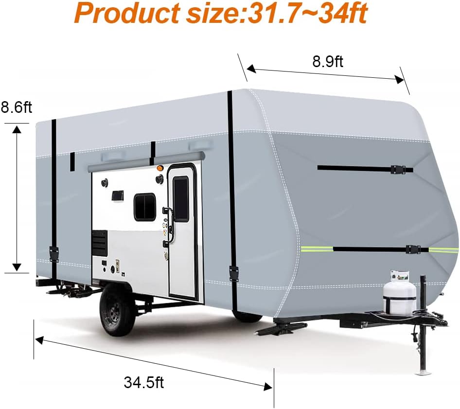 600D Waterproof Oxford Travel Trailer RV Cover with Tire Cover N83224