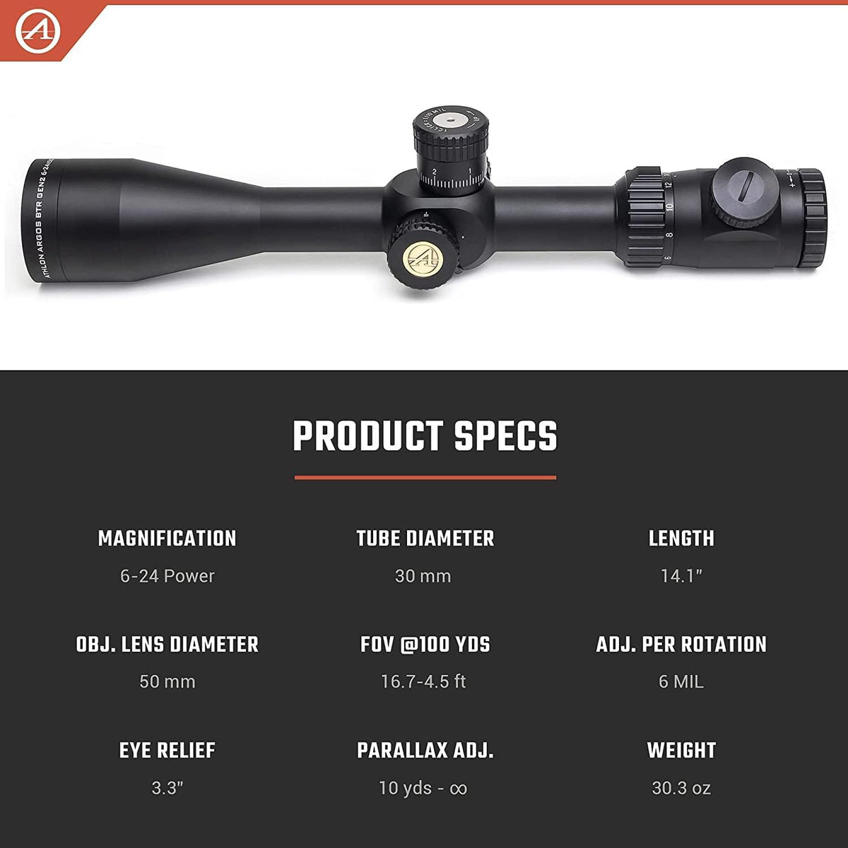 6-24X50 First Focal Plane Riflescope with Sunshade and Rings Z273