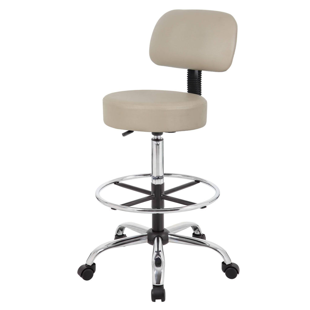 Beige Caressoft Medical Drafting Stool with Back Cushion T63802
