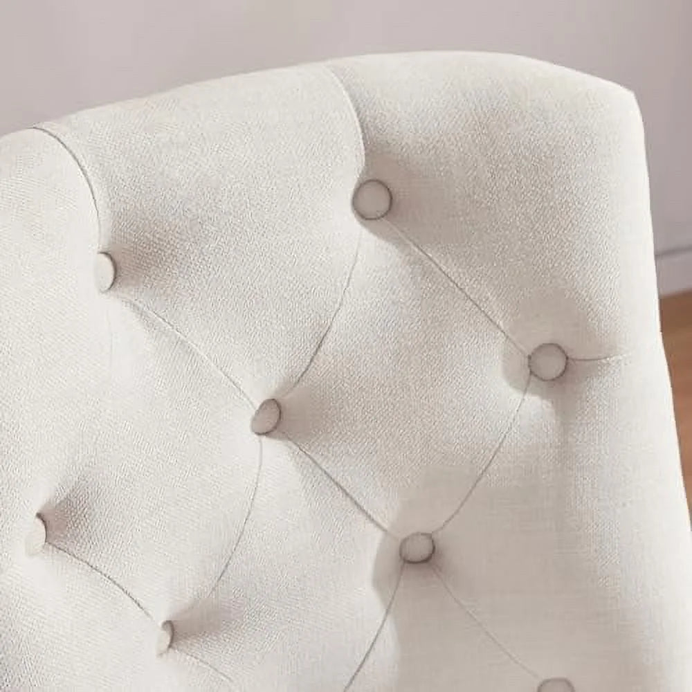Beige Chenille Fabric Upholstered Swivel Office Chair with Wheels X2507