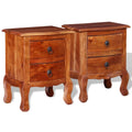 2 pcs Solid Acacia Wood Nightstands with Drawers H965