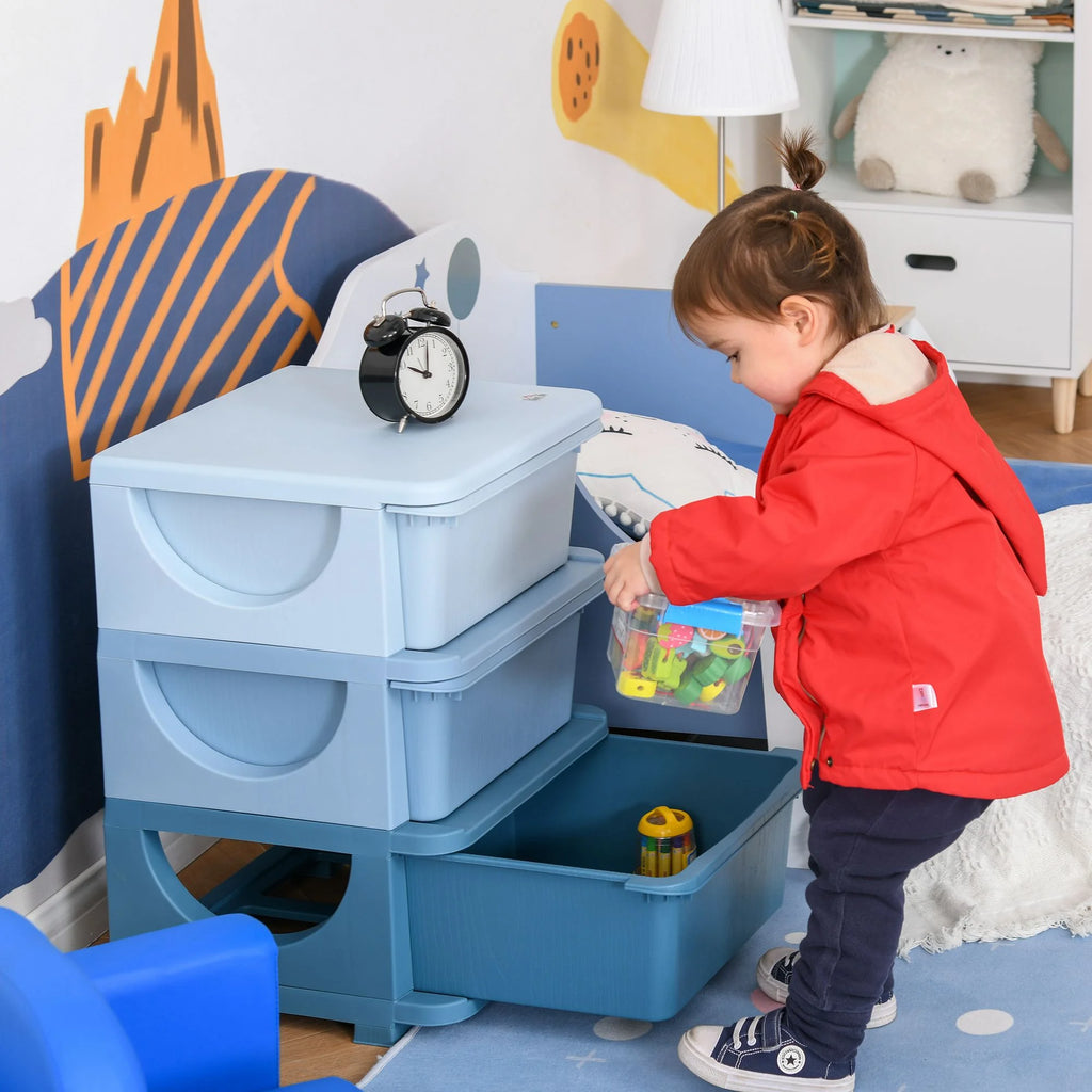 Blue 3 Tier Kids Storage Unit Dresser Tower G66025