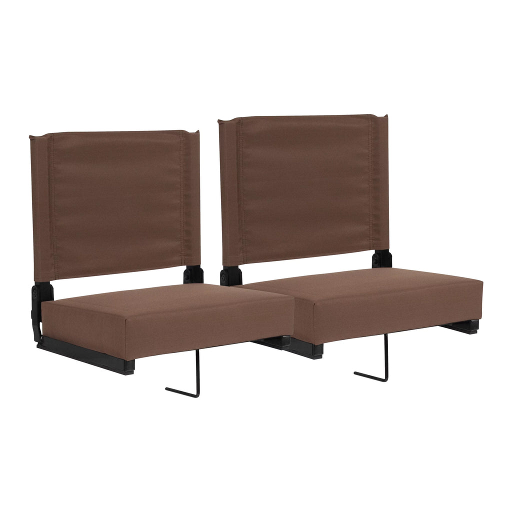 Set of 2 500 lb. Rated Lightweight Stadium Chair with Ultra-Padded Seat, Brown C491939