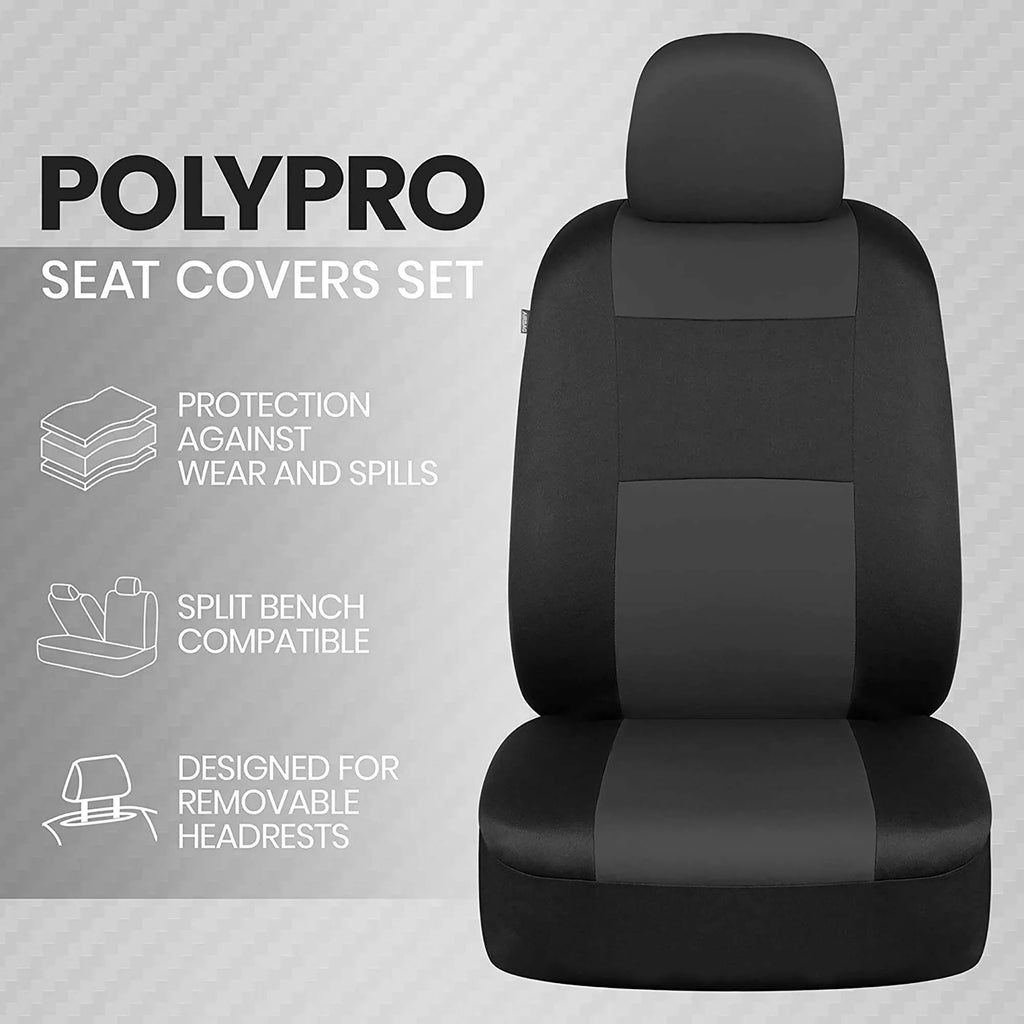Reverse Charcoal Gray Two-Tone Car Seat Covers Full Set E89173