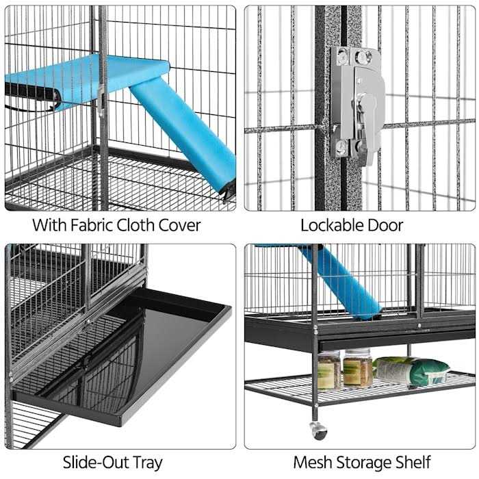 Hammered Black Rolling Metal Small Animal Cage with Removable Ramp F944192