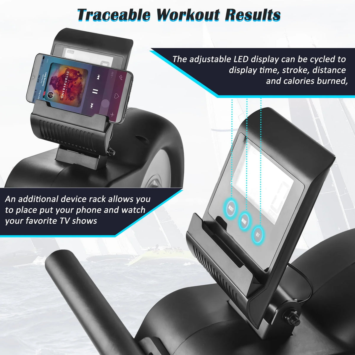 Magnetic Rowing Machine with LED Monitor and 8-Level Adjustable Resistance P9240