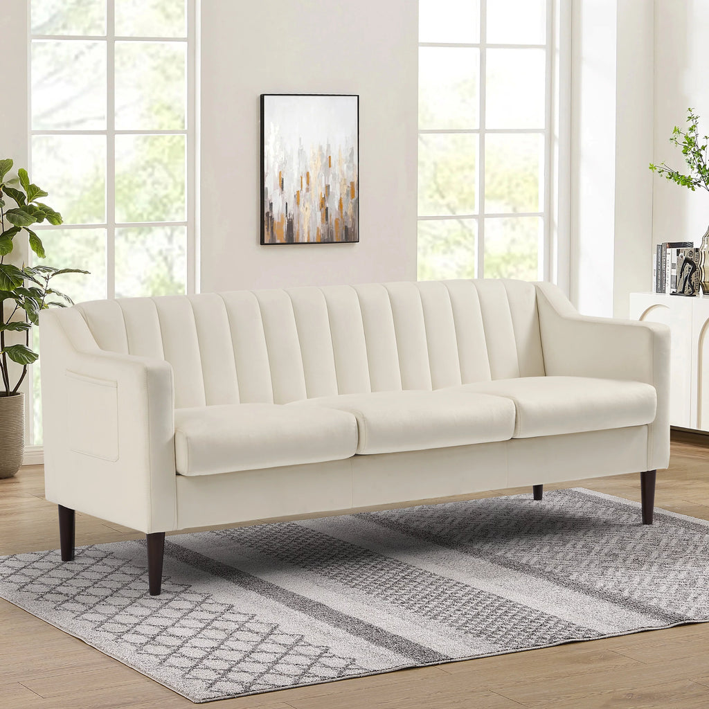 3 Seater Velvet Sofa with Removable Cushions H292808