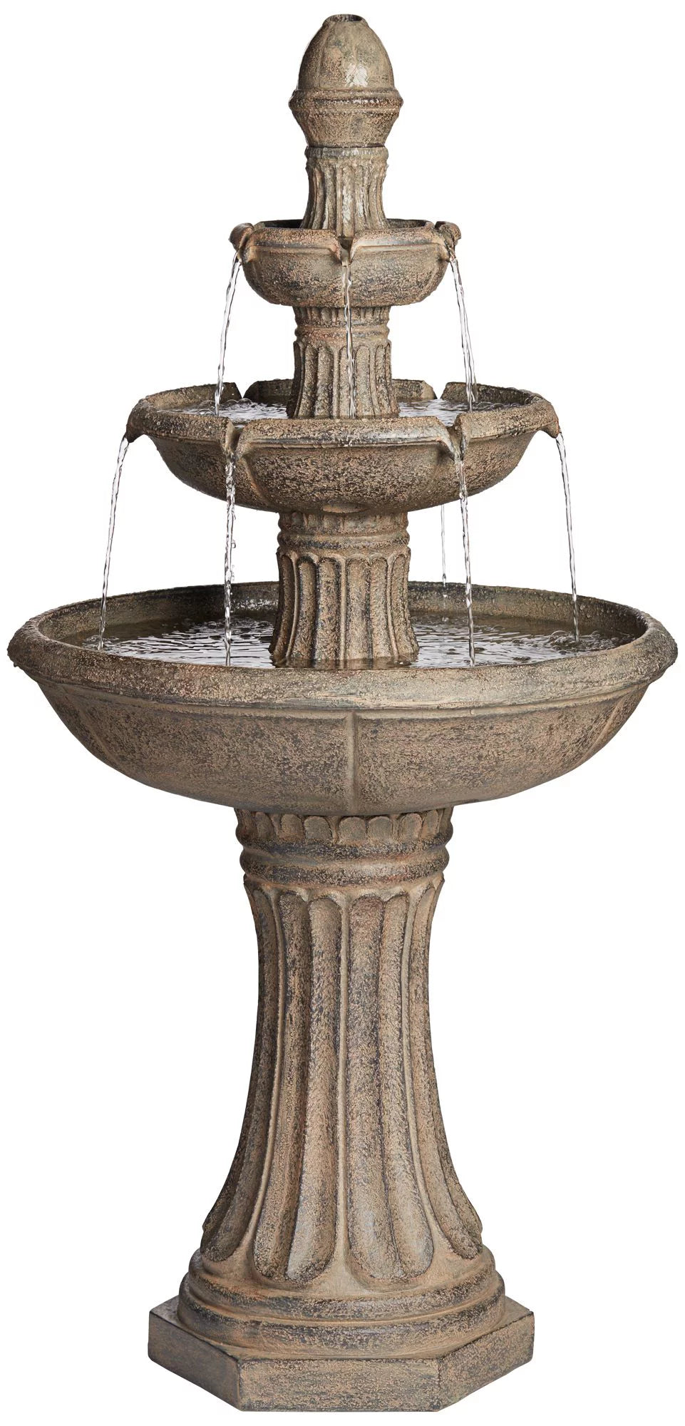 3 Tier Basin Outdoor Floor Water Fountain with LED Light 46" C714235