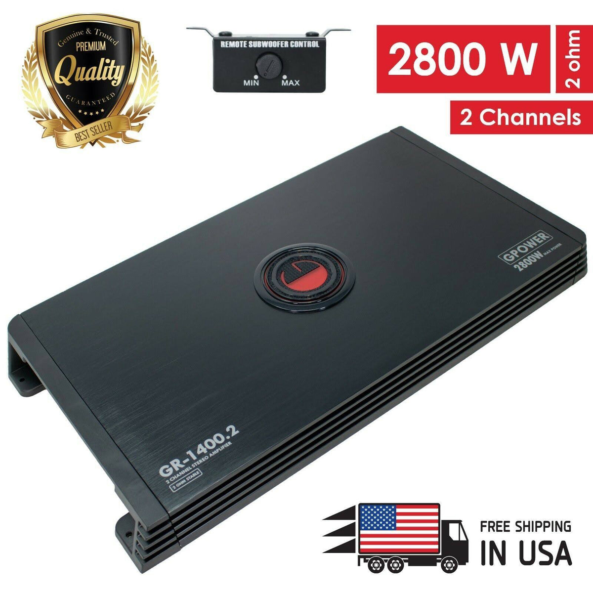 2 Channels 2800W Class A/B Car Audio Amplifier Y501