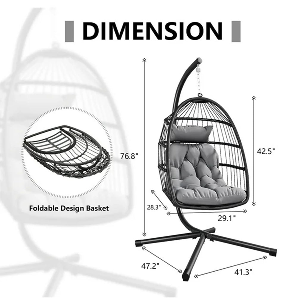 Large Hanging Egg Chair with Stand and Cushion L39160