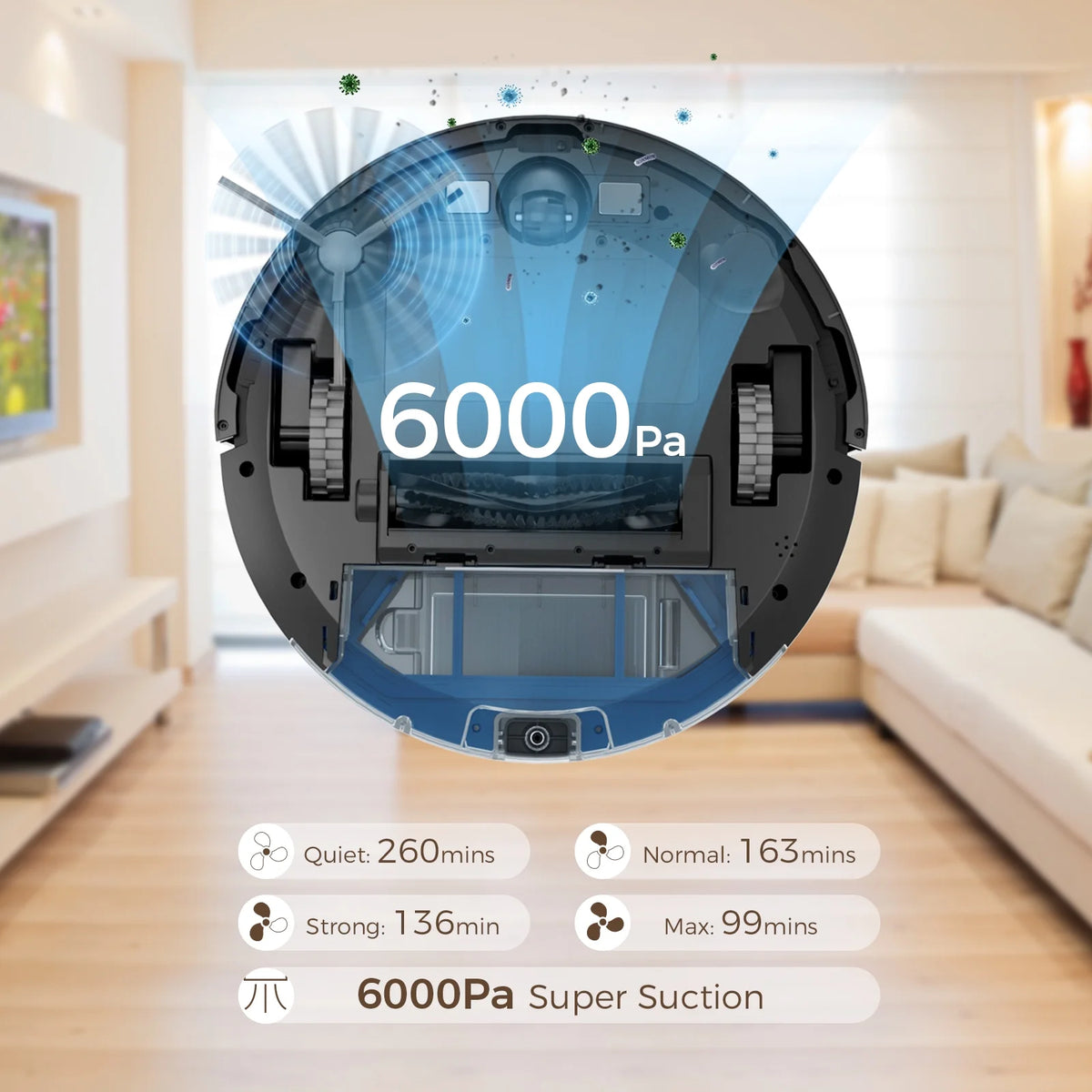 6000Pa Suction Lidar Navigation Robot Vacuum and Mop Combo G907