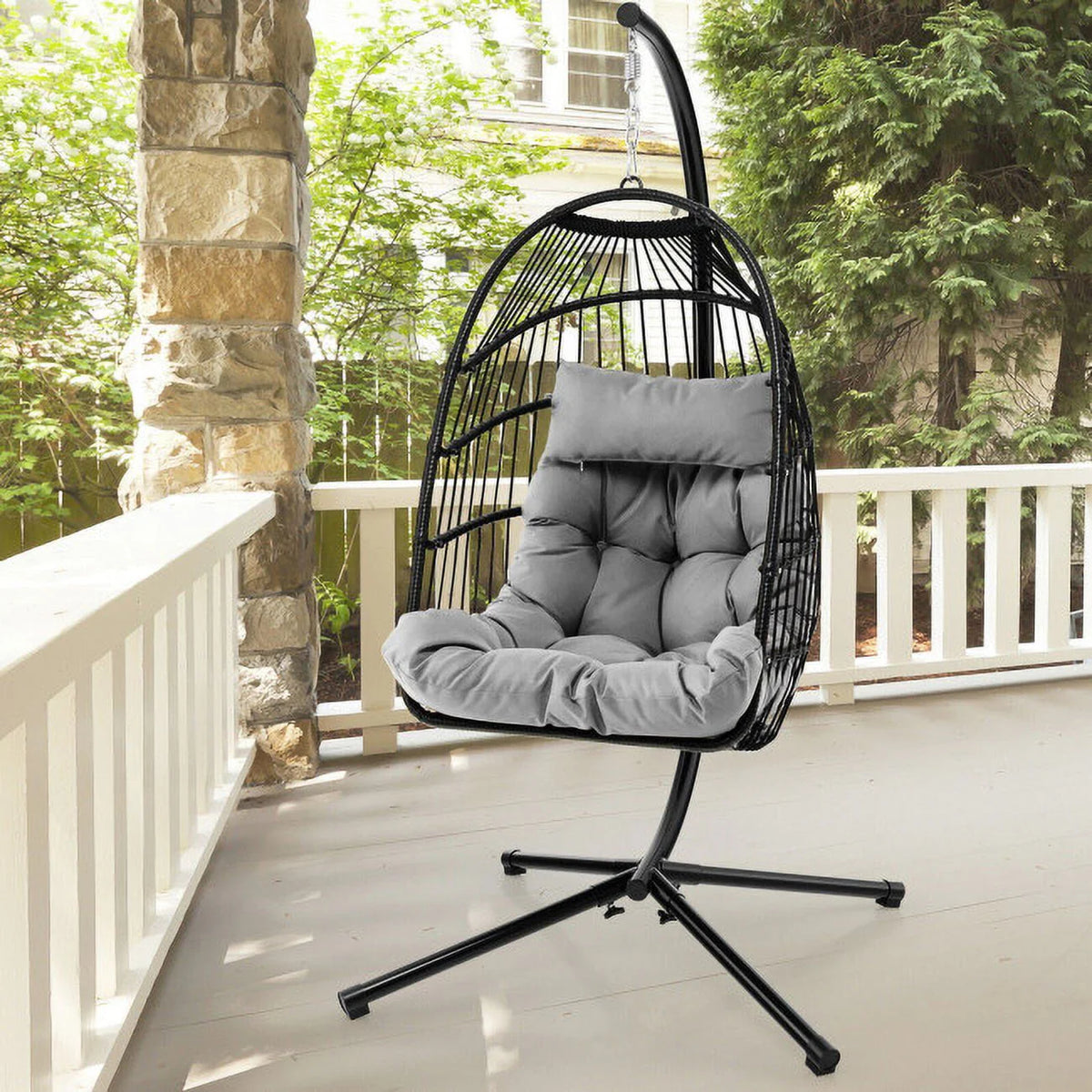 Large Hanging Egg Chair with Stand and Cushion L39160