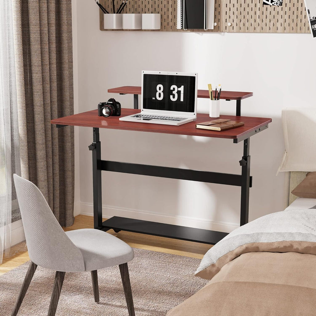 Height Adjustable Portable Computer Desk with Monitor & Hutch Y550