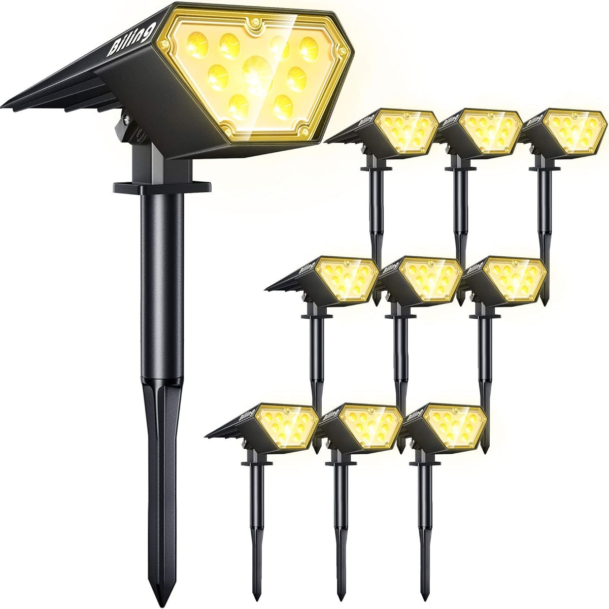 2-in-1 Solar Powered IP67 Waterproof 12 LED Landscape Lights 10 Pack S563626