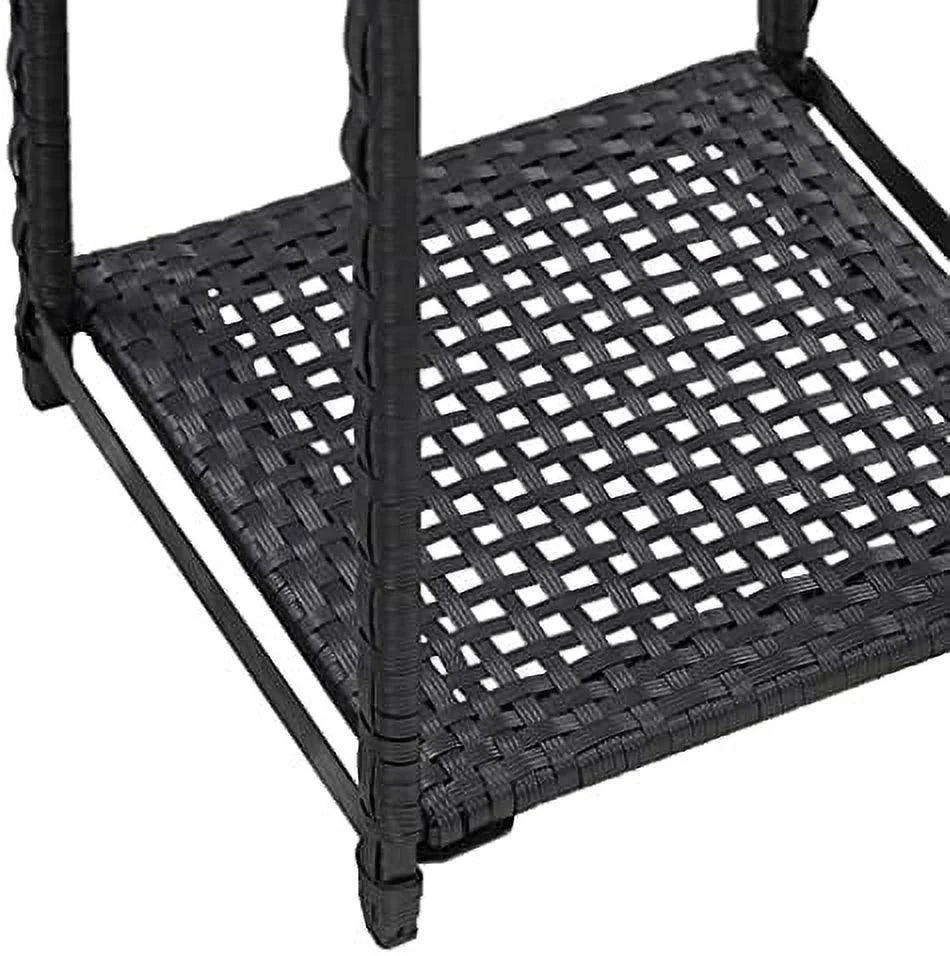 Black Standing Bookshelves Display Rack 11.8"x11.8"x35.4" Poly Rattan D716