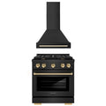30 In. Gas Range and Range Hood in Black Stainless Steel Z458143