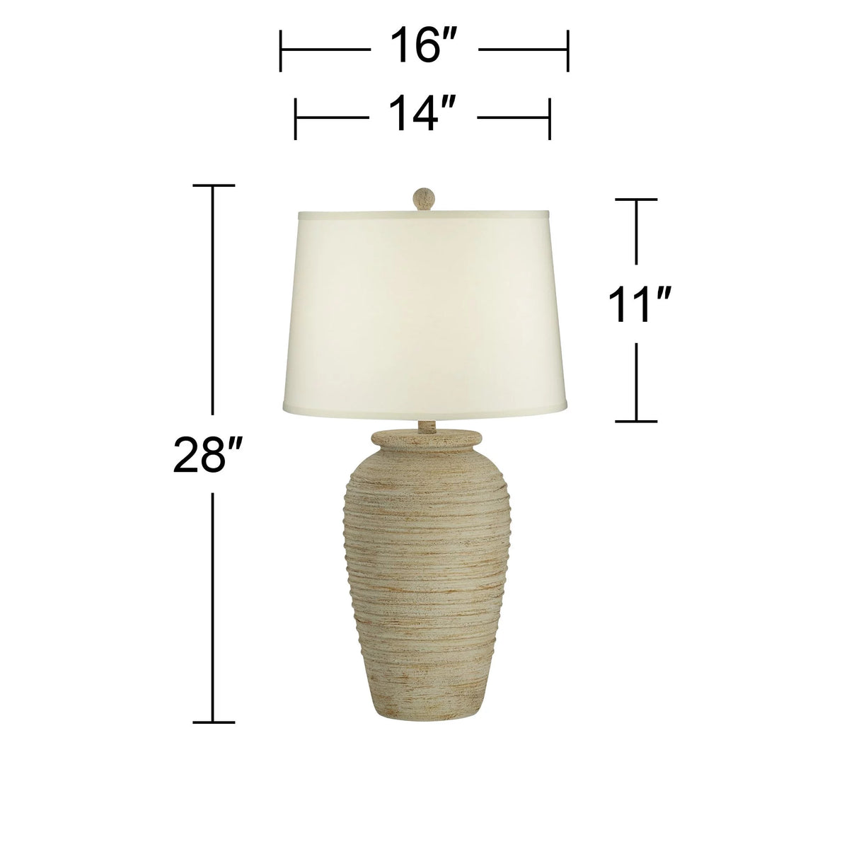 28" Tall Table Lamp with Cream Linen Drum Shade V74842